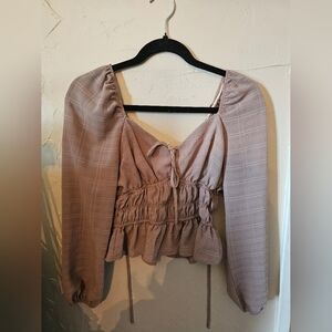 Dizzy Mauve Textured Smocked Peplum Blouse